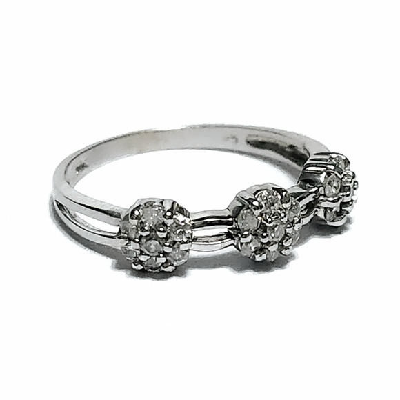 14K Diamond Flower Ring size 7 - Picture 3 of 13